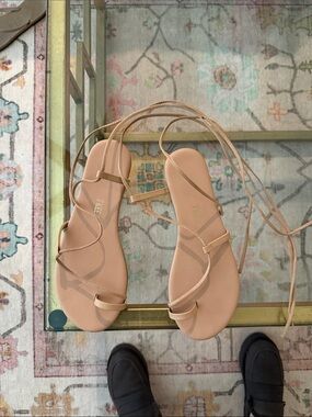 TKEES Nude Lace-Up Flat Sandals